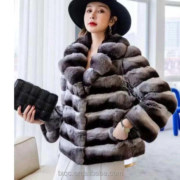 Genuine Animal Fur Winter Chinchilla Fur Coat Blazers Ladies Jackets ...