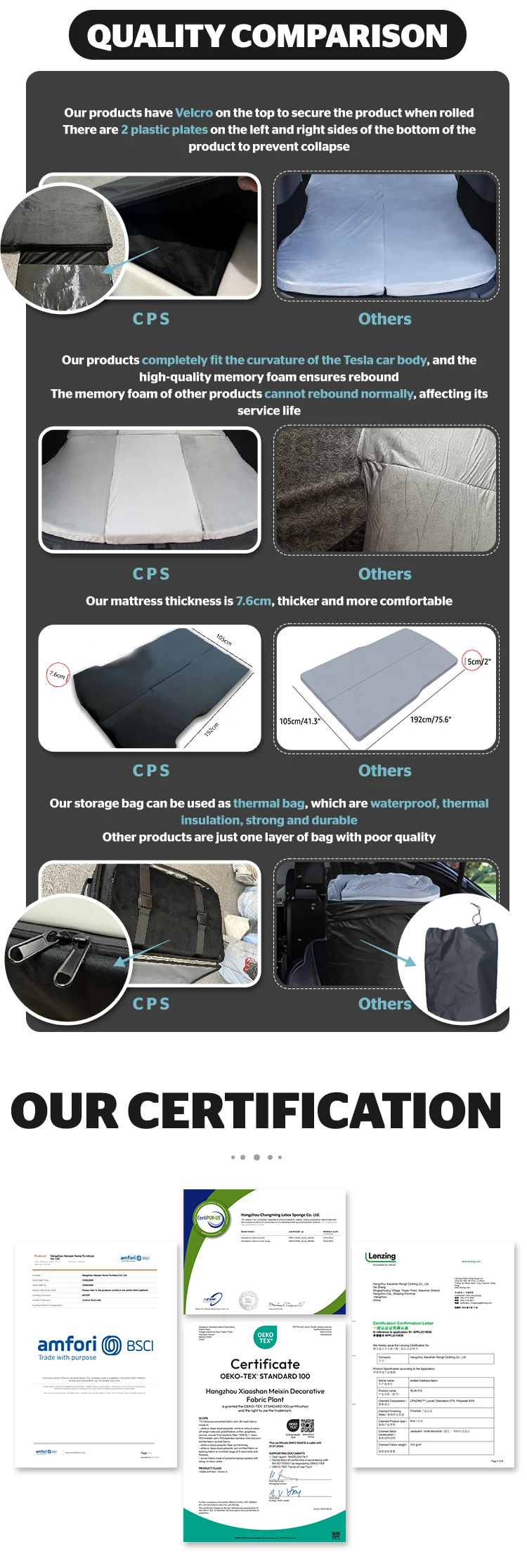 Modern Design Car Camping Mattress Bed Folded Outdoor Memory Foam For