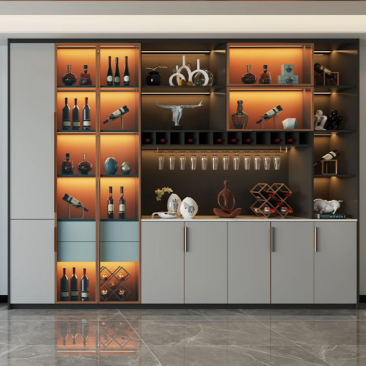 Wine Living Room Built In Wall Dining Room Display Modern Bar