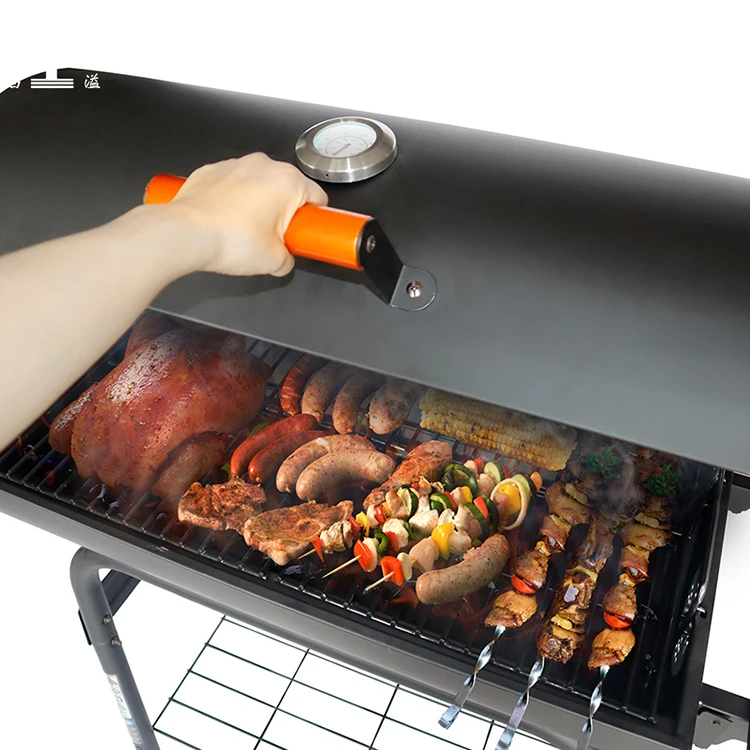 Multi-function Steel Barbecue Charcoal Grill Outdoor BBQ Stove Grills With Wheels