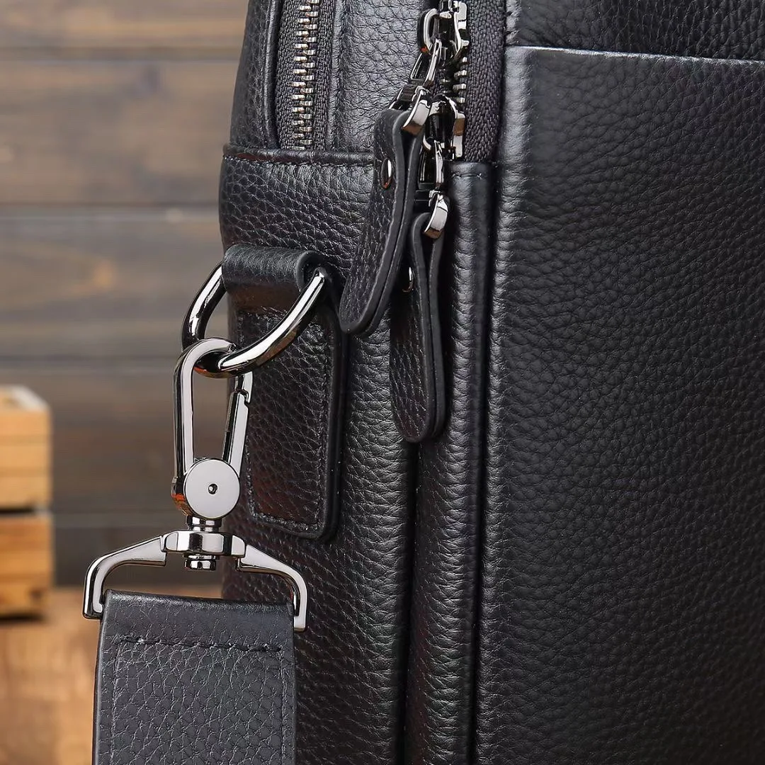 New Arrival Design Lichee Pattern Leather Office Bag Genuine Cow Leather Computer Laptop Briefcases Made of Pebble Leather