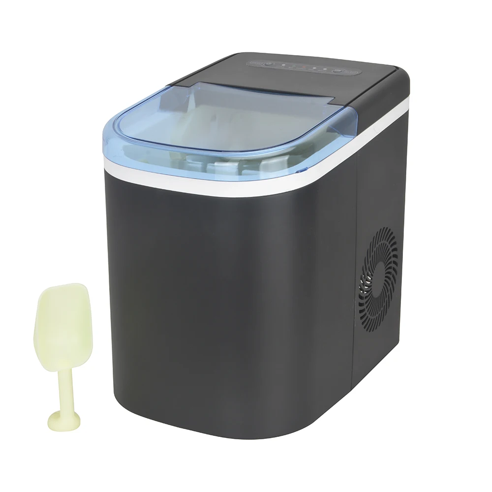 Máquina de hielo de sobremesa 12 kg, máquina fabricadora de hielo, 8 minutos, 9 hielos en forma de bala - negro, eficiencia energética