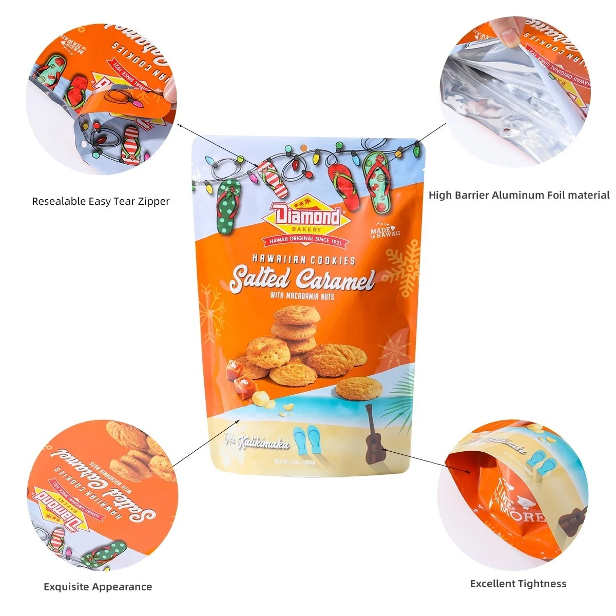 Customized PET VMPET PE Plastic Laminated Moisture Proof for Stand-Up Pouch Ziplock Top Aluminum Foil Mylar Doypack for manufacture