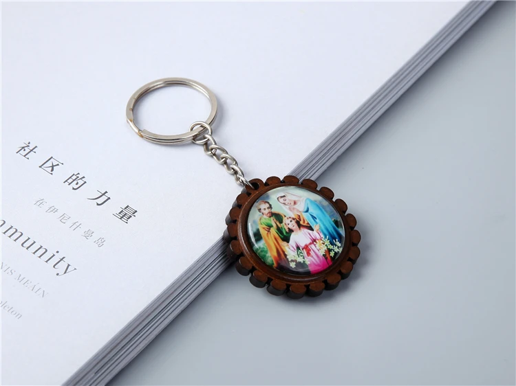 Акция высокое качество деревянный фото брелок под заказ икона Иисуса Исуса религиозный брелок