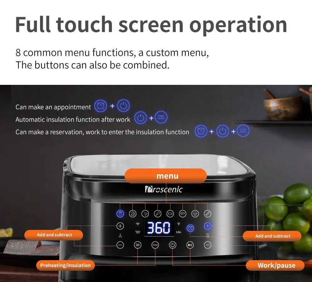 Smart Air fryer Proscenic T21 App & Alexa Control 1700 Watt Electric Air Fryers Oven&Oilless Cooker automatic appliances