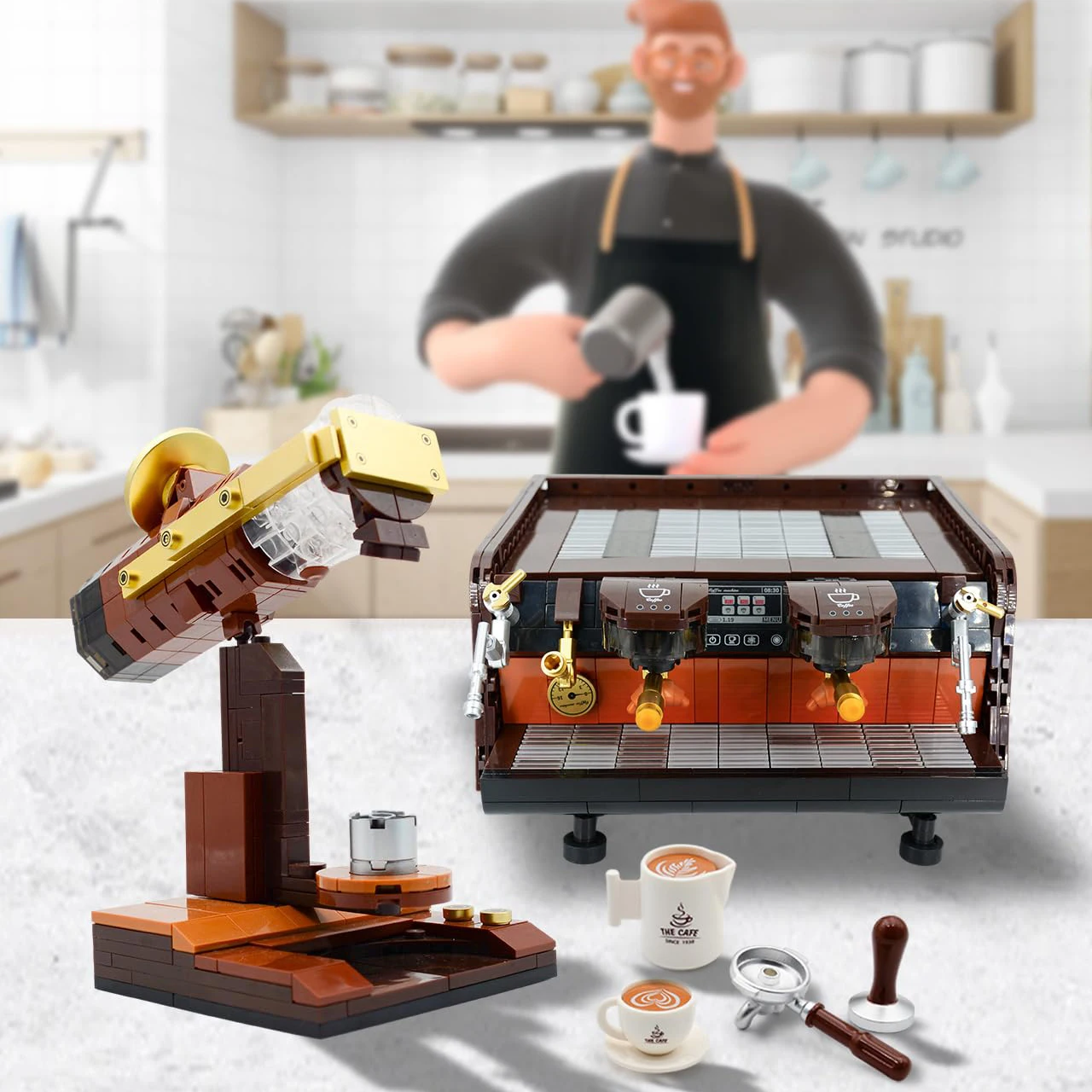 Decool Coffee Machine Coffee Bean Model Building Blocks Set Home Decoration Collection Gift for Adult/Coffee Lover