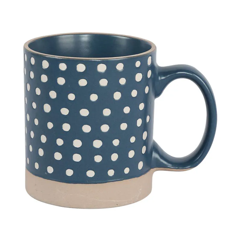 Blue New Design Geometric Pattern Straight Cup Large Capacity Coffee Cup Ceramic Coffee Cup Exposed Tire Color