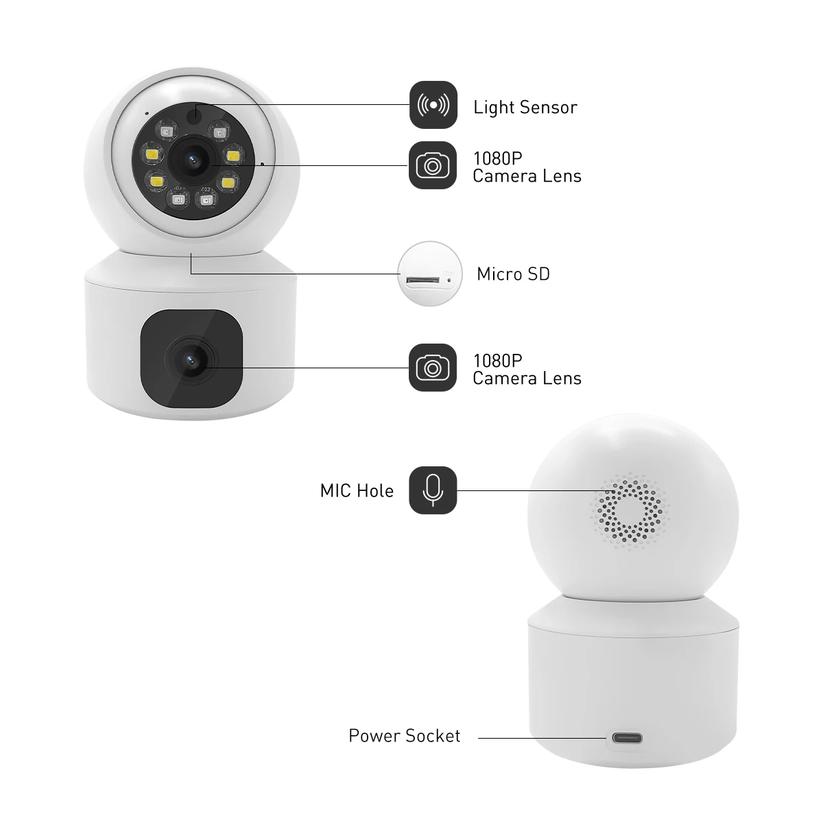 product v380 dual view 2mp indoor wifi security camera hd ptz cctv with night vision alarm storage motion detection tf card  cloud data-64