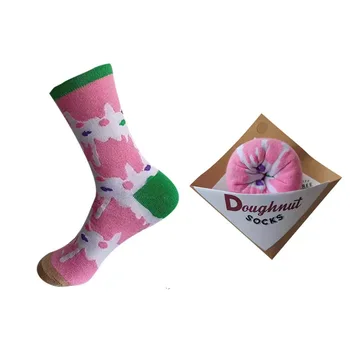 New Product Novelty Gift Boxes Colorful Crew Socks Packing  Donut Socks