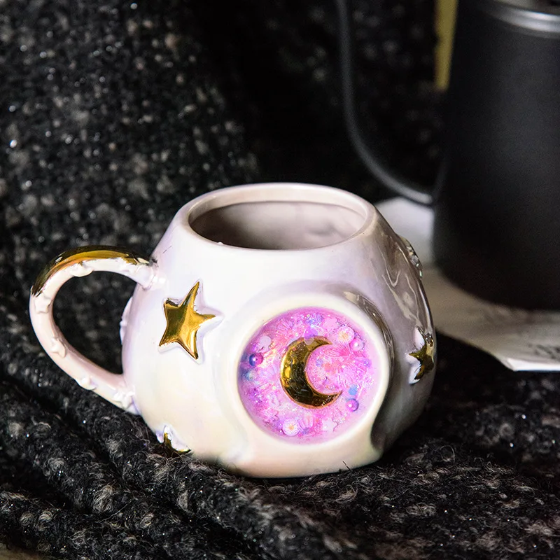 Fun Fervent European Glazed Starry Ceramic Coffee Cup Kabucino