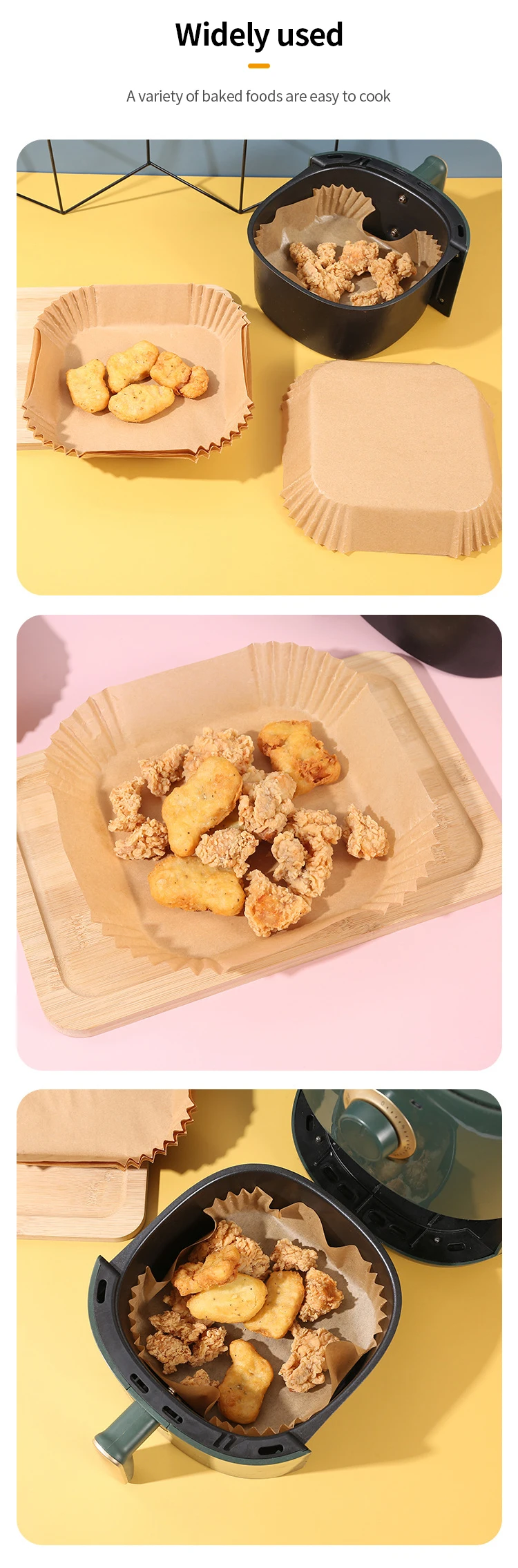 Baking Paper Line 100pcs Air Fryer Disposable Square Parchment Paper