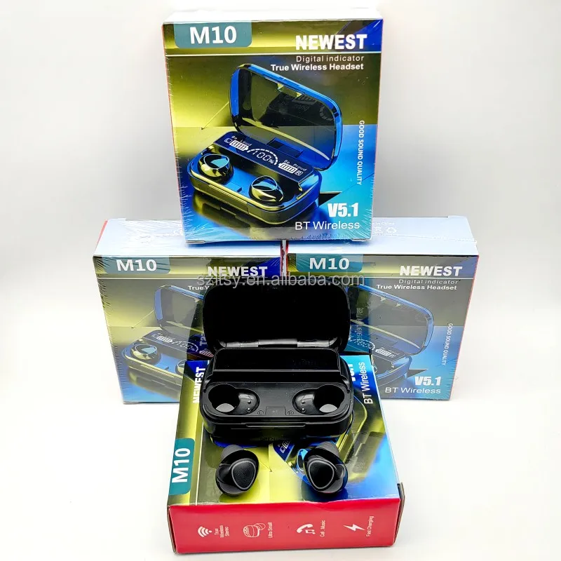 2023 наушники с низкой задержкой M10 Twis 9D водонепроницаемые стерео Bt 5 1 светодиодный дисплей беспроводные f9-5