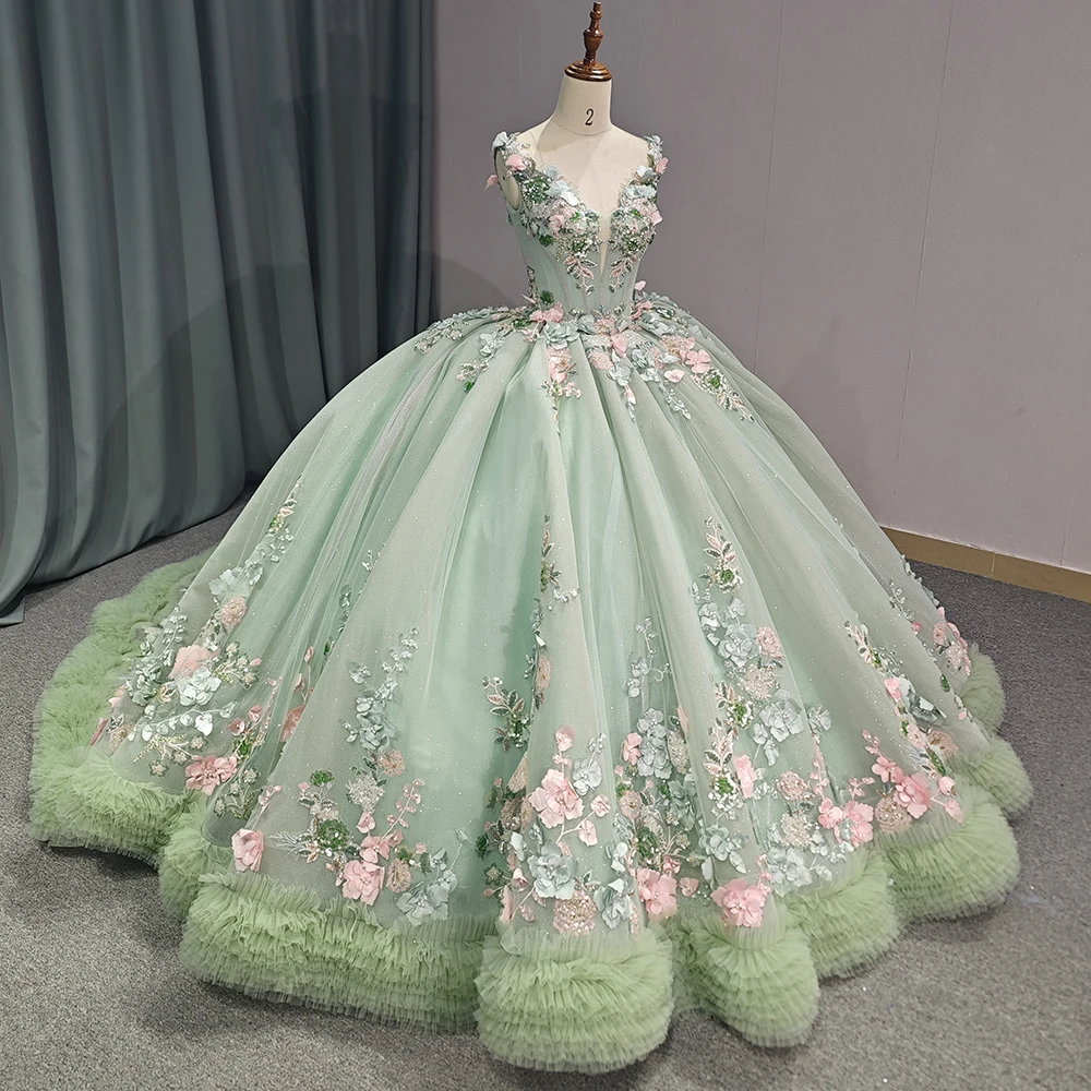 pastel green prom dress ZAPAKA Women Light with Appliques Mermaid Lace-Up Back Party Dress, Light Green / US2 evening party or any other occasions Prom Dress 32146 | Sage