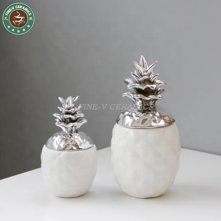 Nanas Hitam Putih Custom Ceramic Pineapple Jar Decor