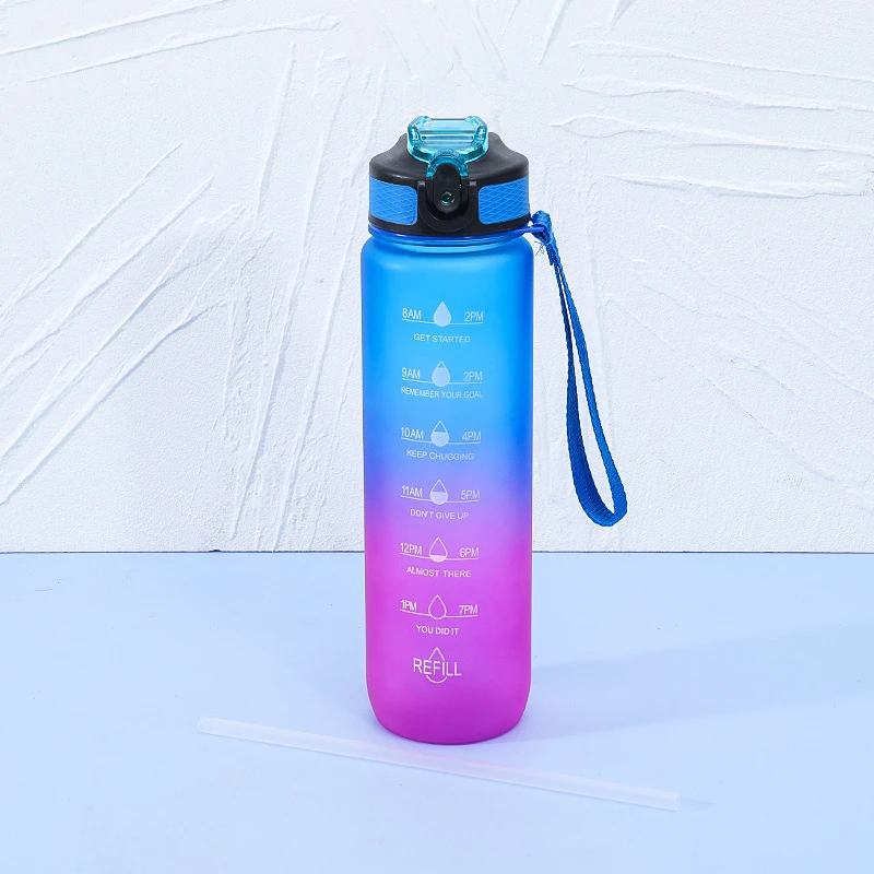 Custom Logo 32oz Sports Water Bottle with Time Marker Gym Motivational ...