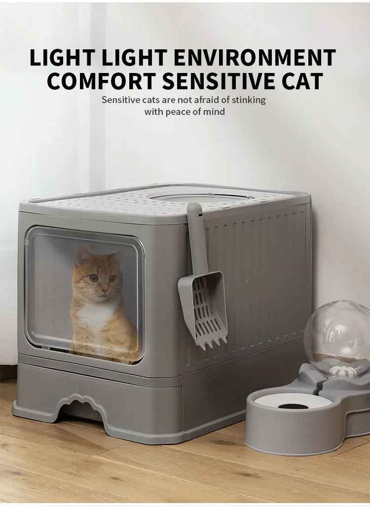 Wholesale Full Enclosed Splash Proof Cat Litter Box Pet Toilet With