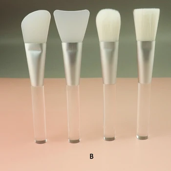 Transparent silicone mask brush Standing plastic handle Flat Mask Brush Synthetic Hair Facial Mask Tool For Beauty