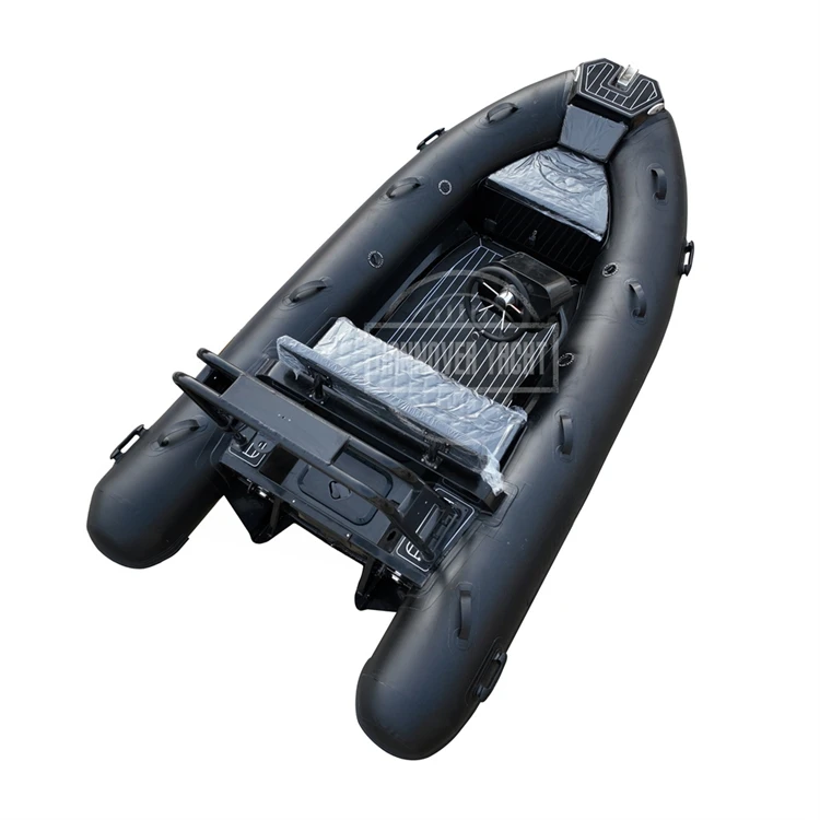 Black Hypalon Rib 360 Rigid Inflatable Rowing Sport Boat With Outboard 