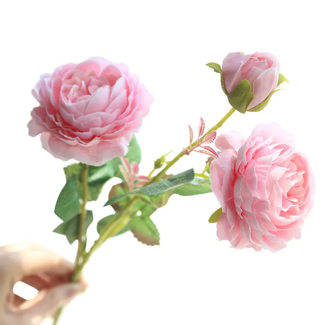 Wholesale Pink Simulated Rose Flowers Cross Border Manufacturers' Wedding and Living Room Decorations Artificial Bouquets