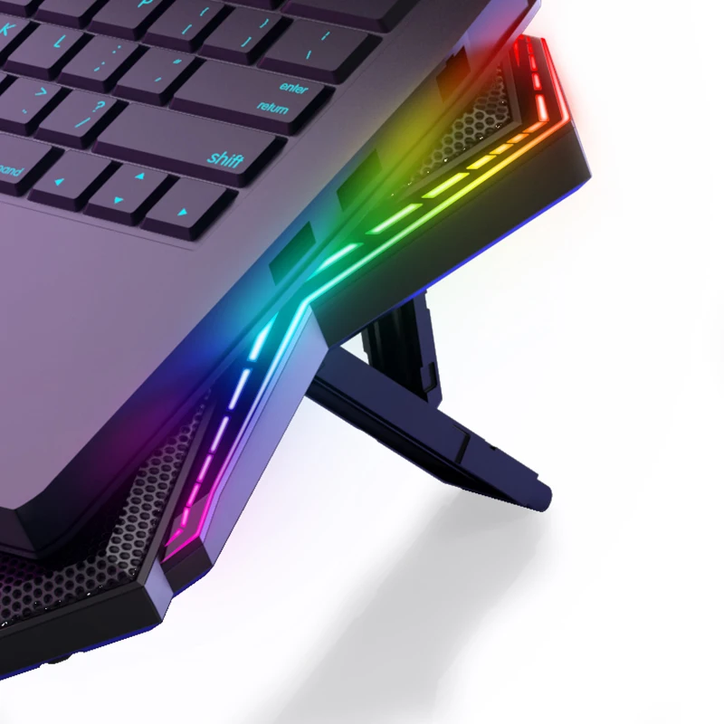 Coolcold OEM Notebook Cooling Pad LED Screen Slient Laptop 6 Fans RGB Cooler
