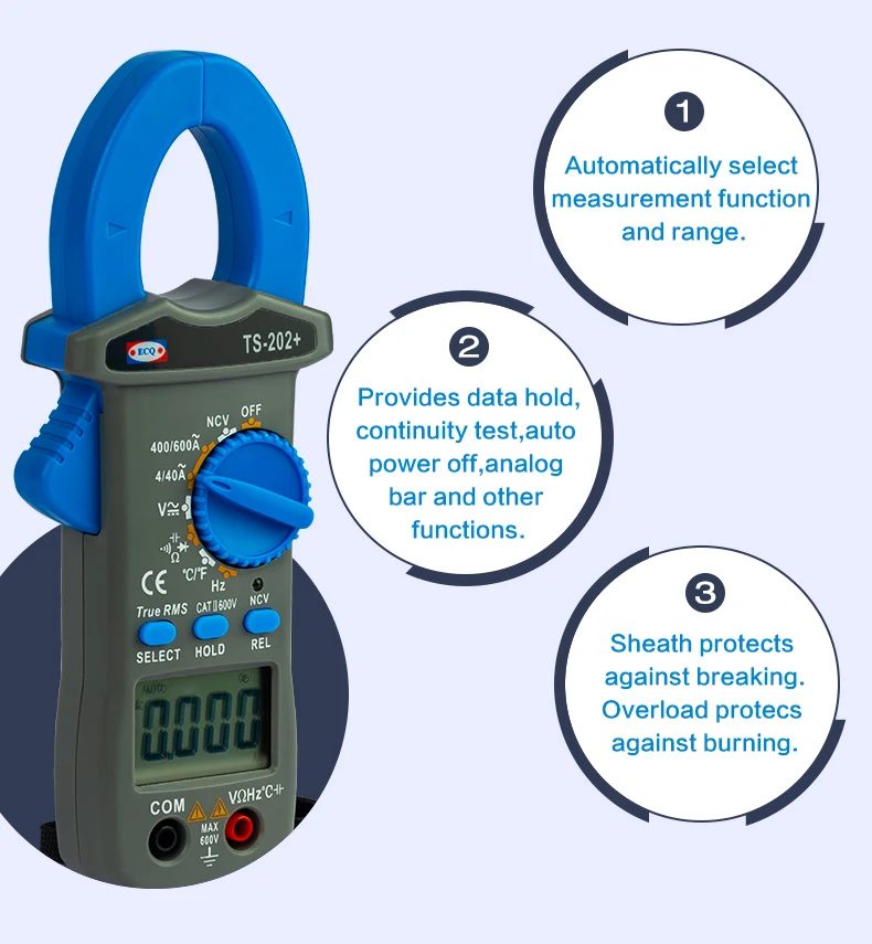 TS-202+ AMP AC Leakage Current Clamp Meter