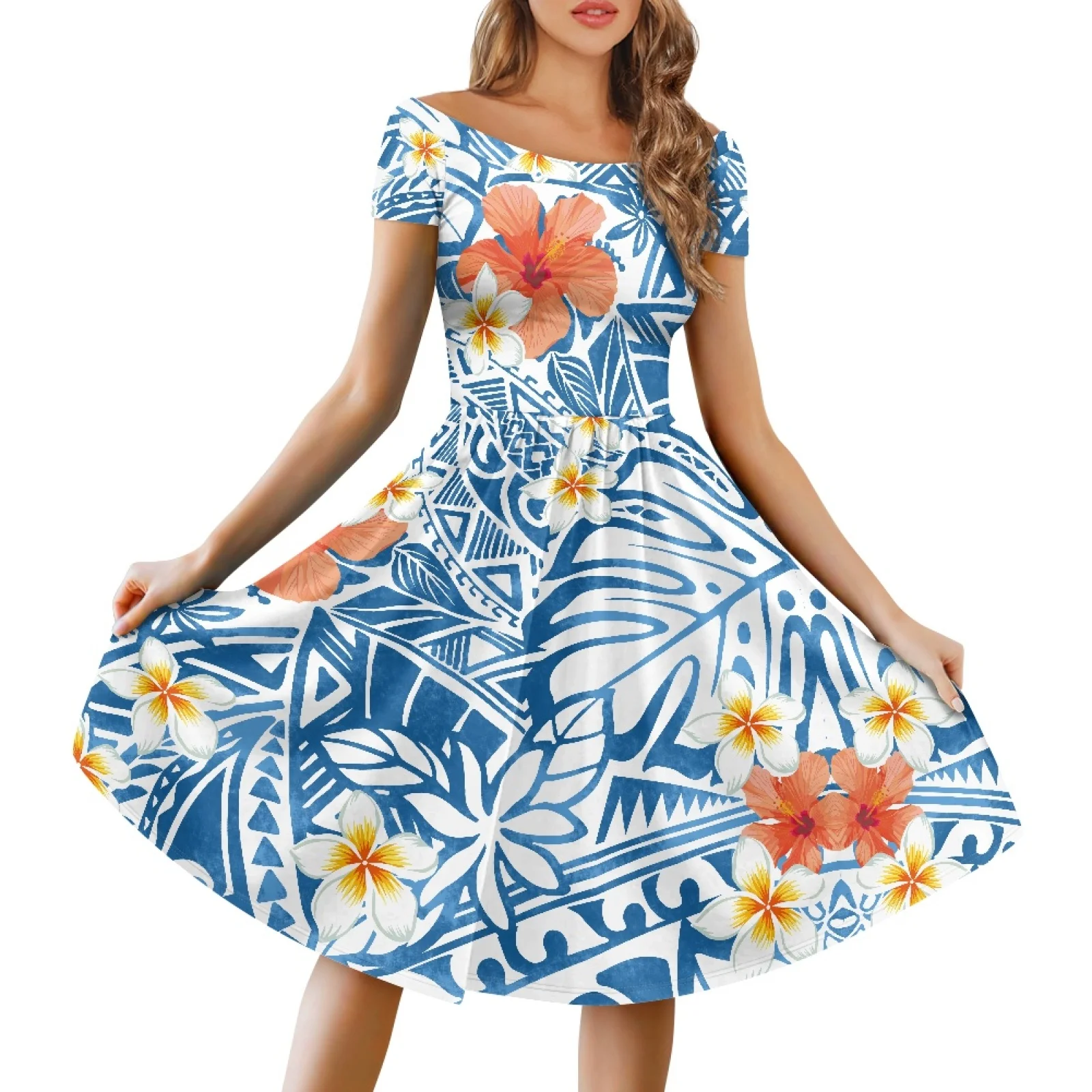 Polynesian Tribal Hawaiian Flower Print Dress by Mornkid