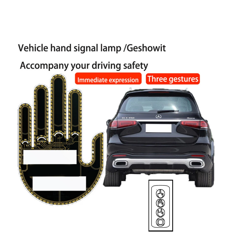 Stock Available Flik Middle Finger Led Decoration Car Light Remote Control Cool Car Accessories