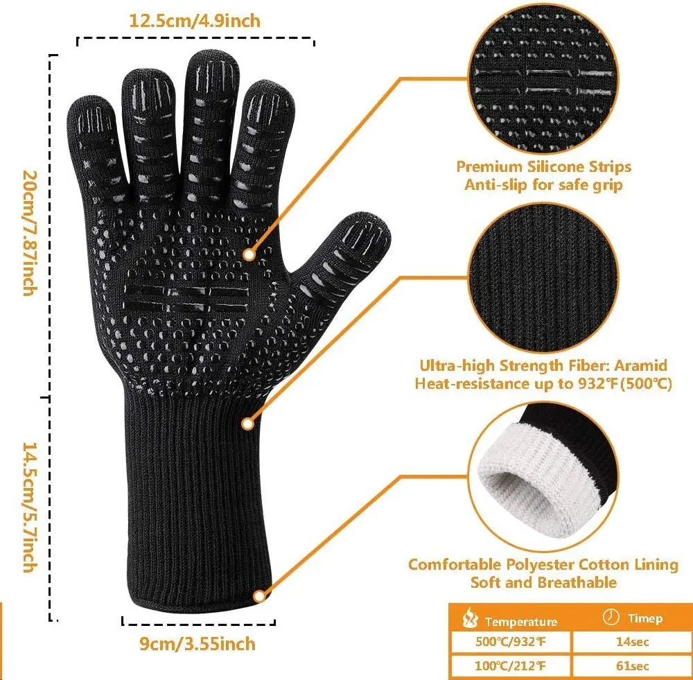 Deyan Oven Gloves Heat Resistant Aramid Fiber BBQ Gloves