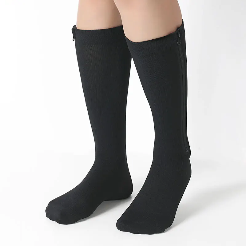 Black Medical Grade Compression Stockings 2030 Mmhg Knee High Zipper