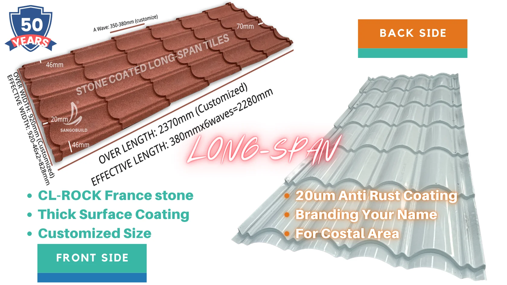 Longspan Sheet 2meter Corrugated Roofing Tiles Granulated Galvalume