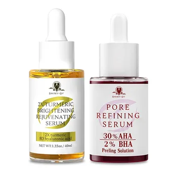 Private Label Lightening Brightening Whitening Peeling Aha Bha Turmeric Facial Serum