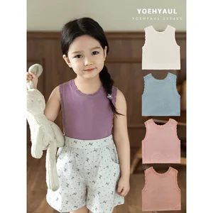 YOEHYAUL X4438 100% Lyocell Wholesale Kids Tank Tops Breathable Toddler Vest Solid Knitted Child Tank Top