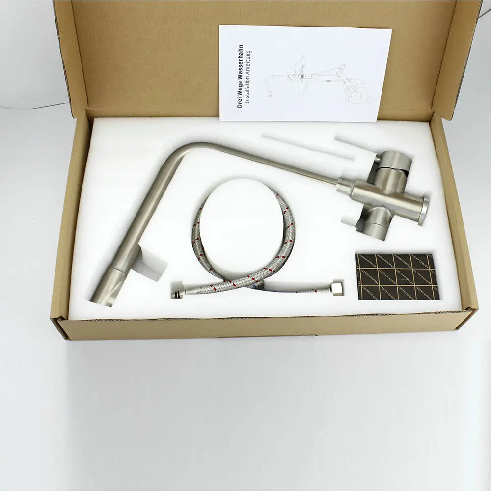 Double Handle 3 Way Stainless Steel Sink Mixer Tap With Reverse Osmosis Mixer Water Filter 3 in 1 Tap