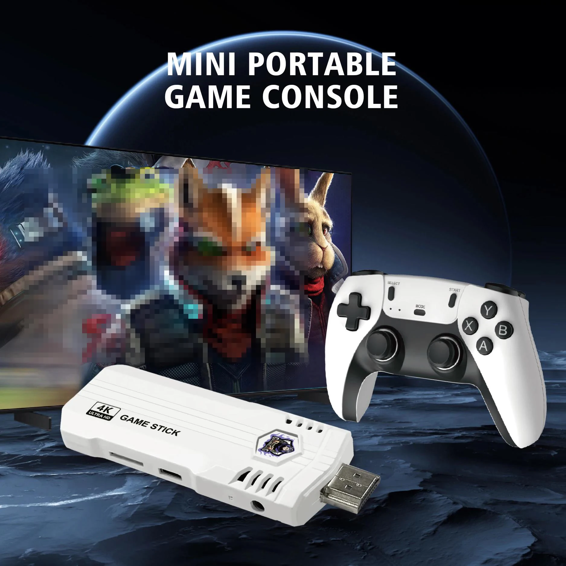 Konsol Game Retro 4K, konsol Game Retro 128G X2L X2 40000, Video Game HD  Pengontrol nirkabel ganda untuk PSP PS1 GBA