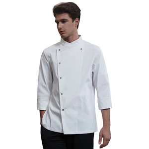 Unisex High-End 100% Polyester Woven Long Sleeve Chef Tops with Snap Closure for Autumn Cooking & Baking in Restaurant Kitchens