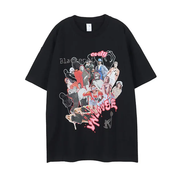 New summer hip hop short sleeve personality anime character pure cotton loose version Type T-shir