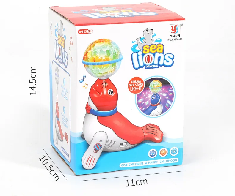 Novelty Light up Toys Children Electric Dancing Spinning Stunt Head Ball Lights Music Sea Lion