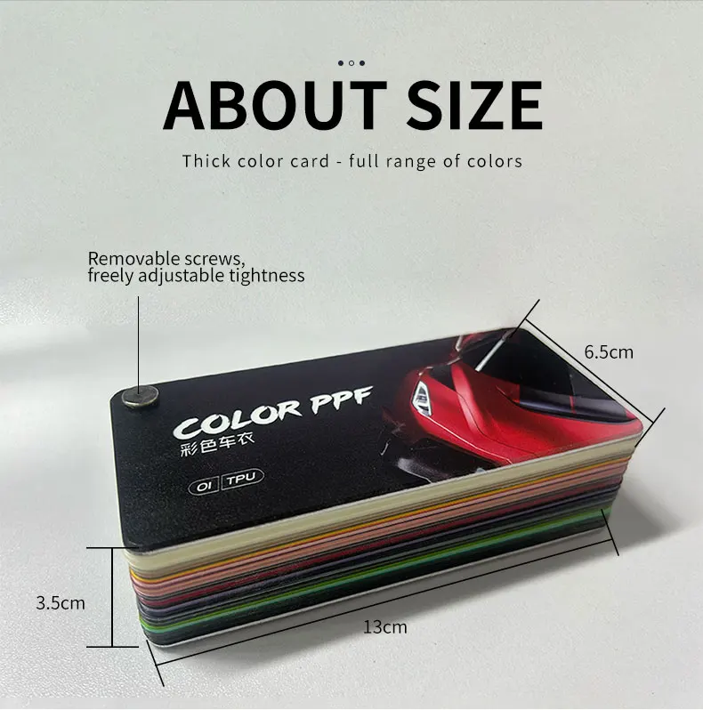 TPU PPF Sample Card Car Wrap Film Color Changing Paint Protection Film TPU PPF Sample Book for Vehicle