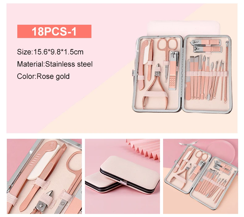 Professional 18piece Personal Care Tool Set Including Stainless Steel