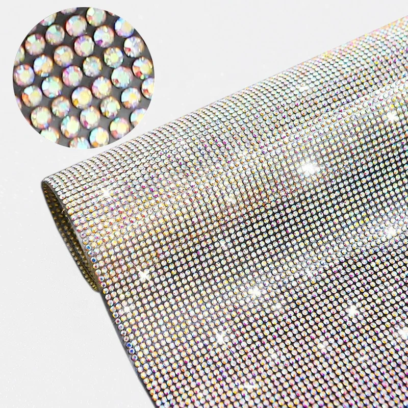 Bling Crystal Glass Hotfix Sticker Self Adhesive Rhinestone Sheet For