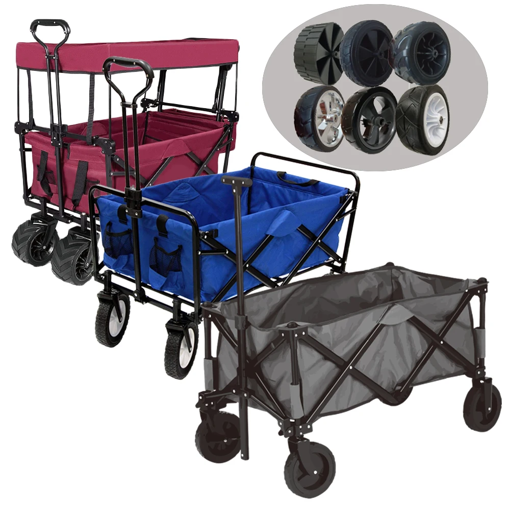 Outdoor Beach Picnic Camping Wagon Camping Cart Garden Trail Foldable Collapsible Folding Utility Cart Wagon with Replace Cover