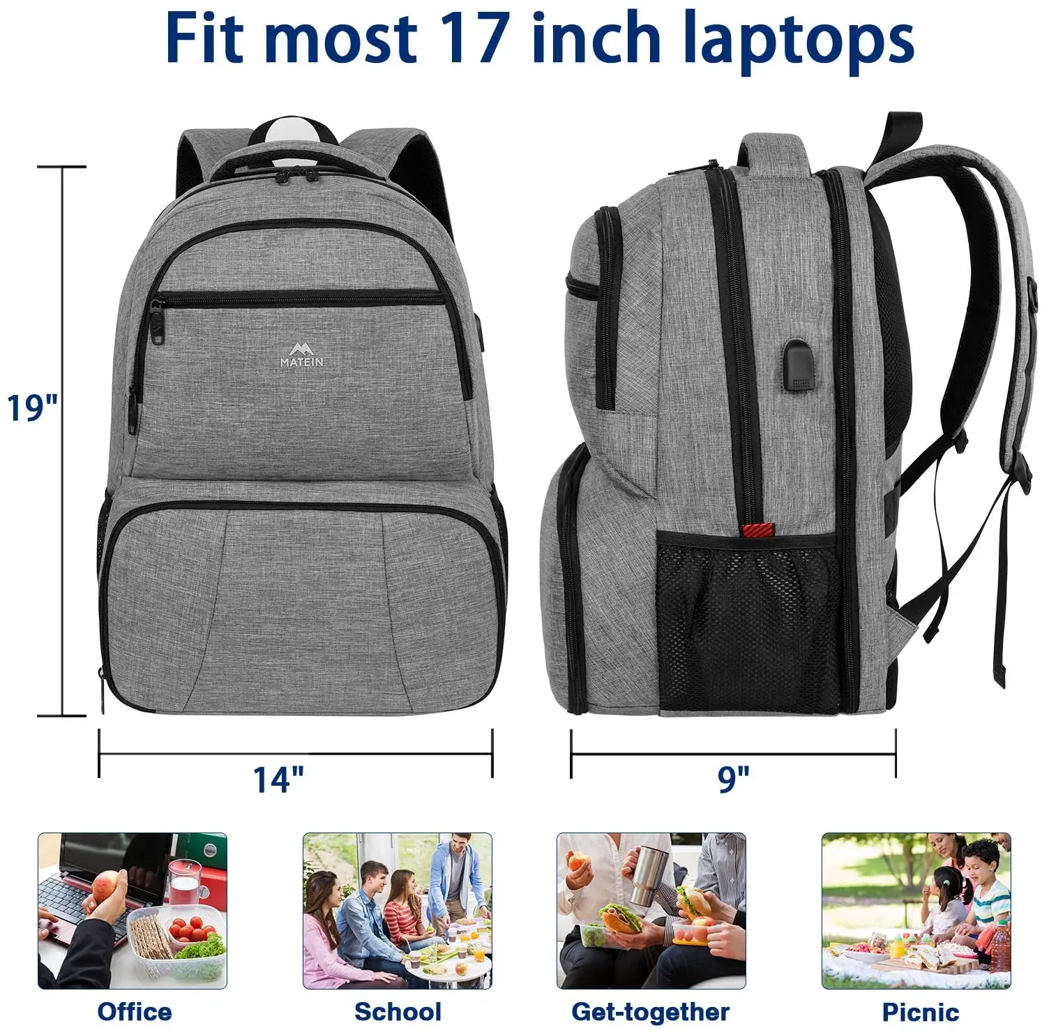 Matein backpack lunchbox for college