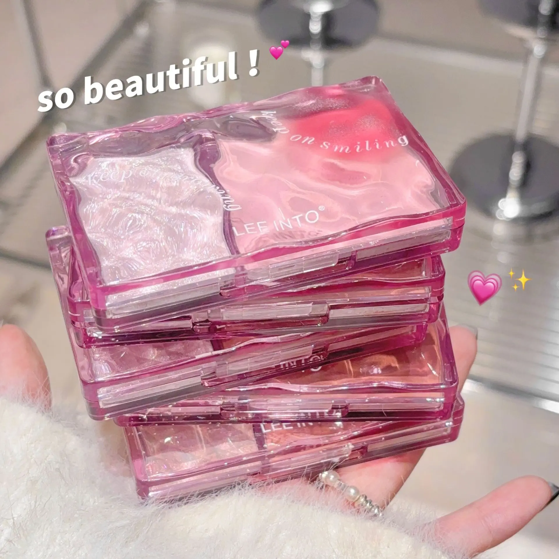Customizable Logo LEEINTO Highlighter Palette Sweet Matte Shimmer Blush Palette for Girls