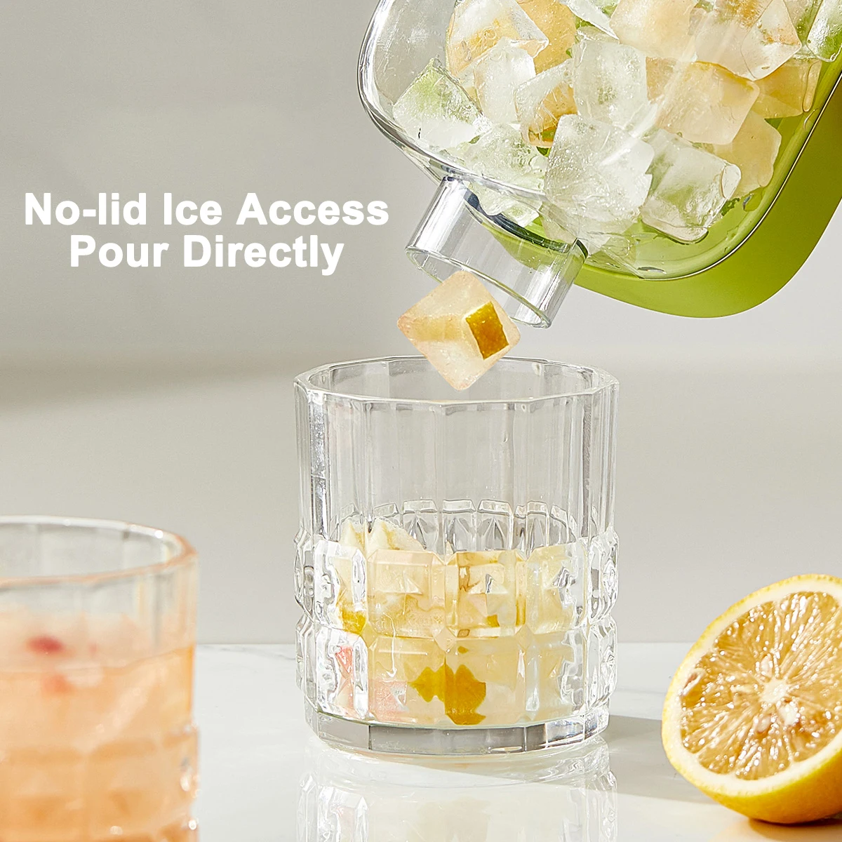 Summer 2 in 1 Ice Cube Water Bottle Easy Release Ice Mold for Freezer 500ml 800ml Touch-Free Ice Cube Tray with Lid and Bin