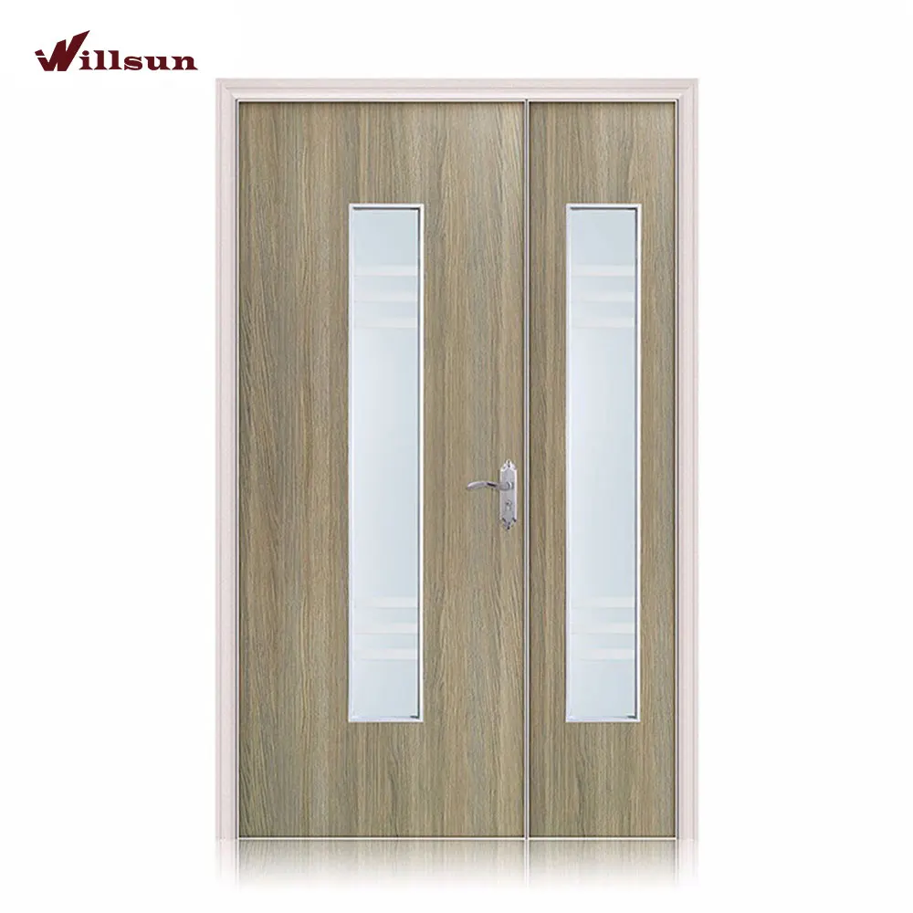 New Design Kitchen Glass Bathroom Doors Sapele French Glass Lattice Wooden Door Design