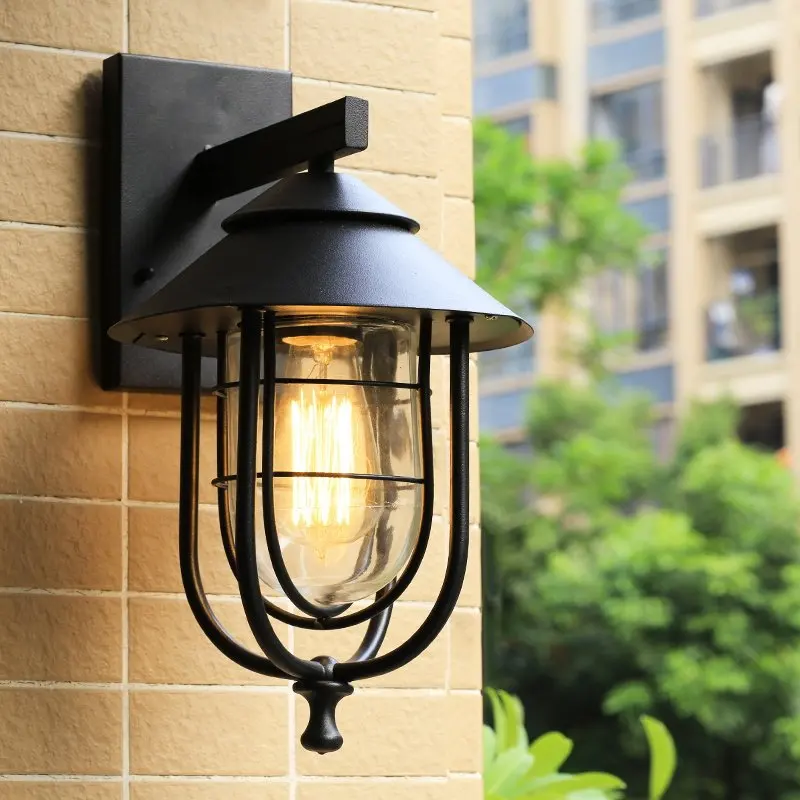 Güneş Enerjili Dış Mekân Duvar Lambası, Demir Cam LED, Amerikan Tarzı Villa ve Retro Dış Mekân Işığı, Teras, Bahçe ve Koridor Lambası