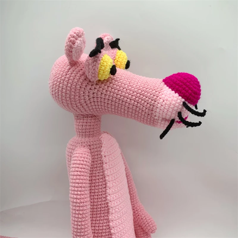New Arrived Custom Pink Color Crochet Panther Amigurumi Crocheted Panther Dolls for Kids