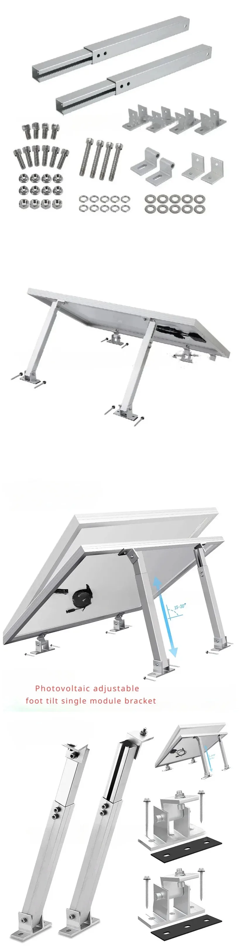 Adjustable Solar Panel Tilt Mount Brackets for 100W-600W Solar Panels ...