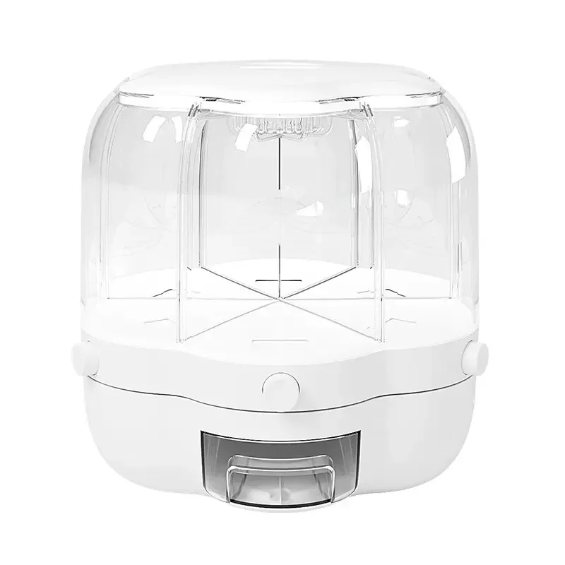 360 Degree Rotating Kitchen Plastic Food Storage Container Sealed Rice Dispenser