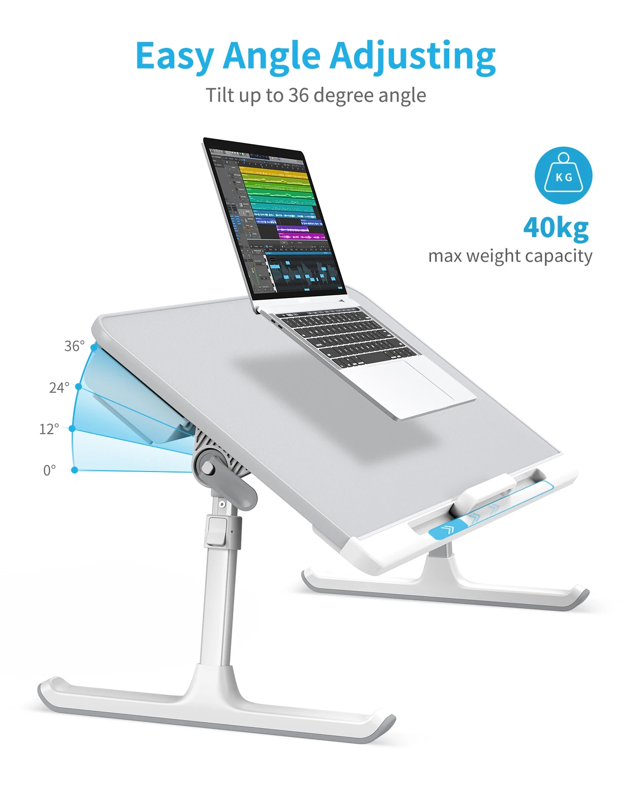 Foldable Stable Study Desk  Ergonimic Laptop Bed Table with Storage Drawer and Bookstand Adjustable Standing Desk